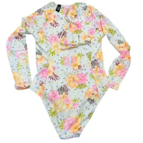 NEW Hurley White Floral Long Sleeve Back Zip Surf Suit Women’s Size XL NWT - Picture 3 of 14
